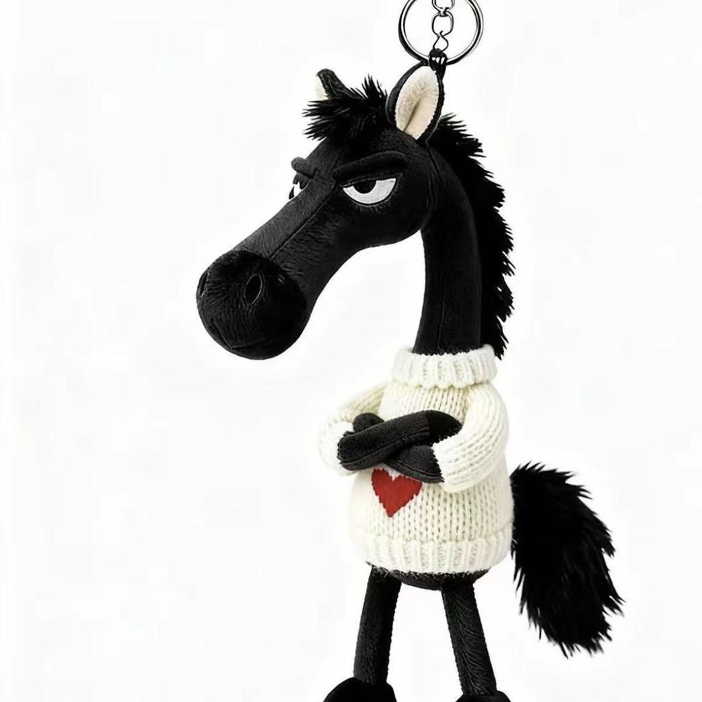 2026 Year of the Horse Mascot Black Horse Plush Bag Pendant Gift
