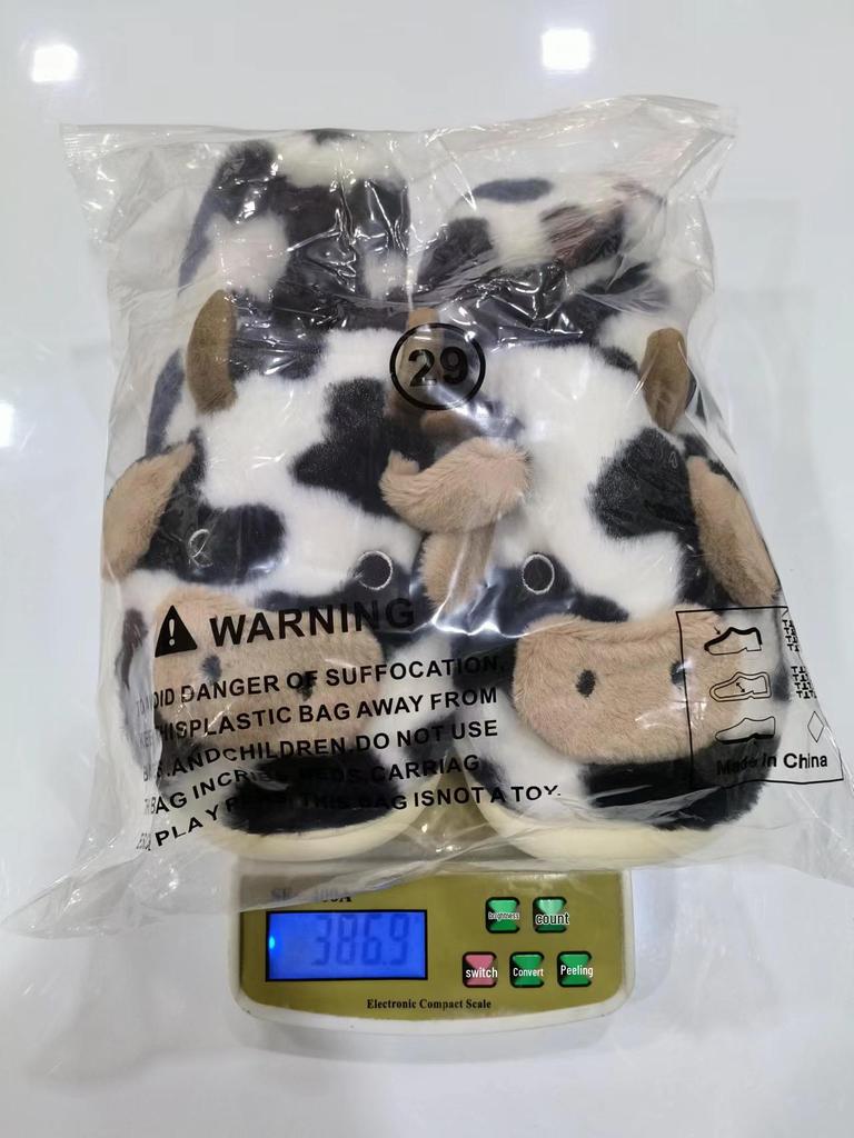 Cartoon Kuh Fellige Fersenüberzieher Hausschuhe - Warme, Rutschfeste Indoor Winter Clogs