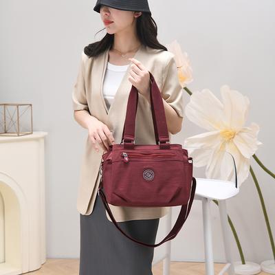 Women's Large Capacity Solid Color Shoulder Bag Work Commuter Travel Crossbody Bag Nylon Cloth Bag Mother Bag