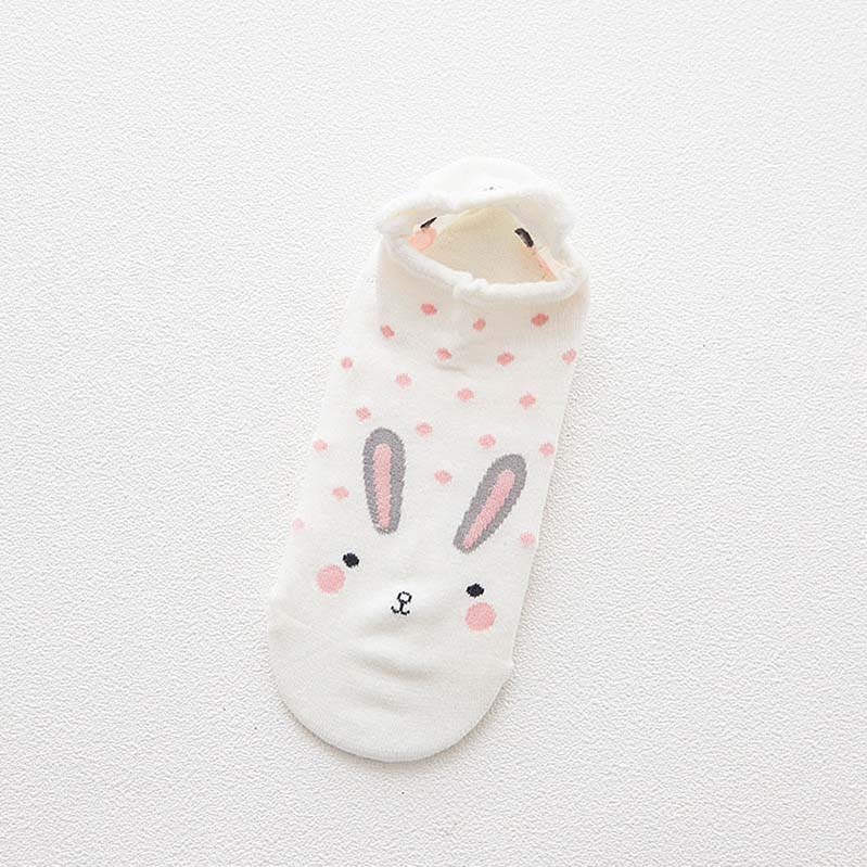 5 Pairs Women's Socks Spring Summer Three-Dimensional Shallow Mouth Cartoon Female Cotton Invisible Japanese Cute Animals Socks