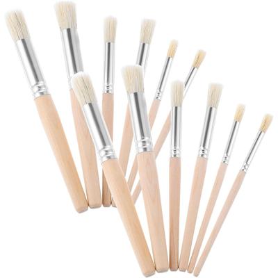 Good-For Painting On Wood Wall Stencils Projects Card Making DIY Crafts 12Pcs Wooden Stencil Brushes Set Acrylic Watercolor