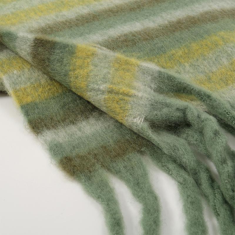 Thick Striped Cashmere Warm Shawl Women Scarf  Travel Casual Rainbow Plaid Long Pashmina Wraps with Tassel Blanket Bufanda