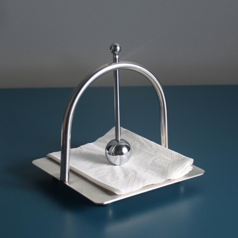 Elegant Stainless Steel Stoarge Stand Paper Towel Dispenser Tissue Holder Rack for Office Desk Dining Table