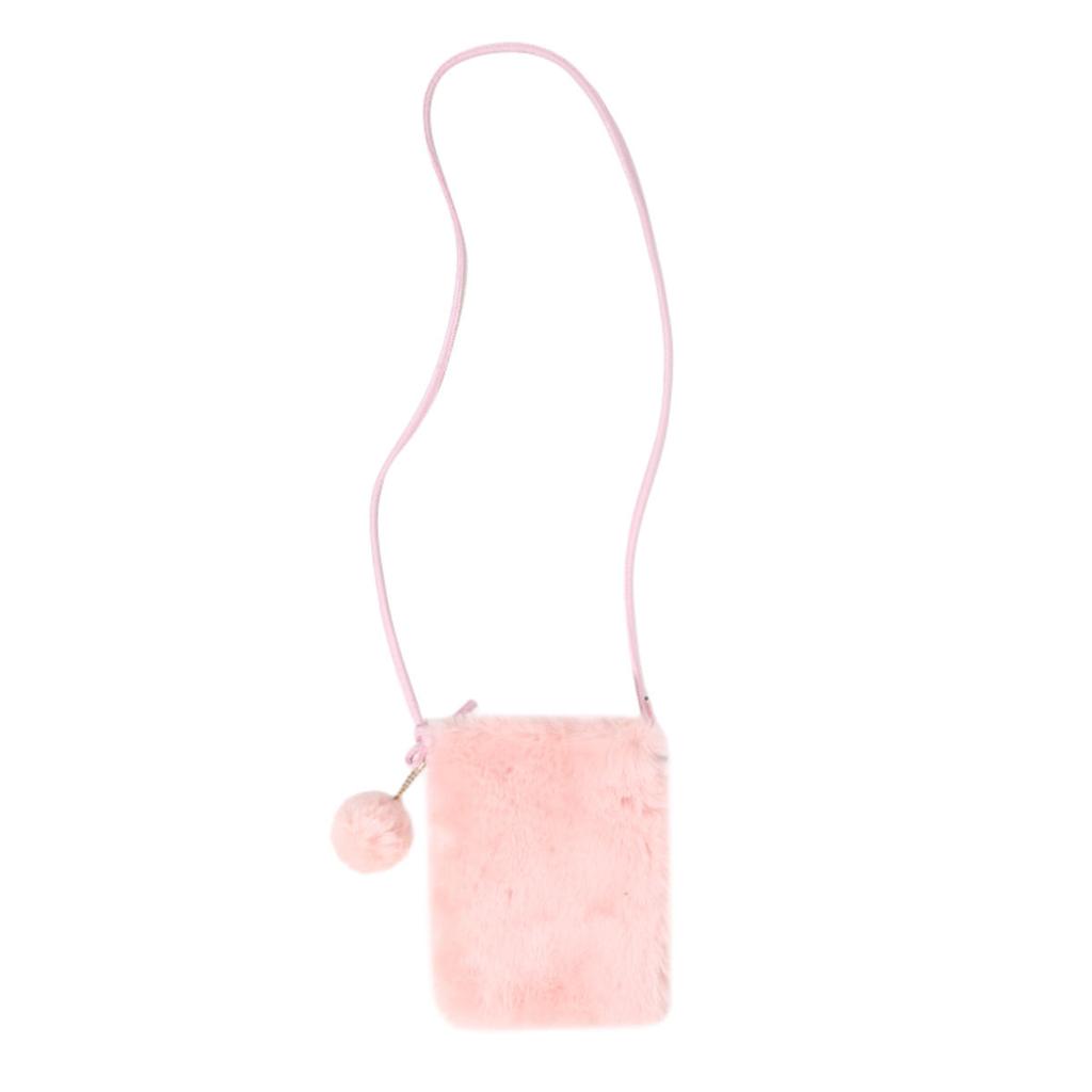 Women Plush Crossbody Bag Solid Color Mobile Phone Bags Versatile Mini Wallets Fashion Shoulder Bags Autumn Winter Coin Purse