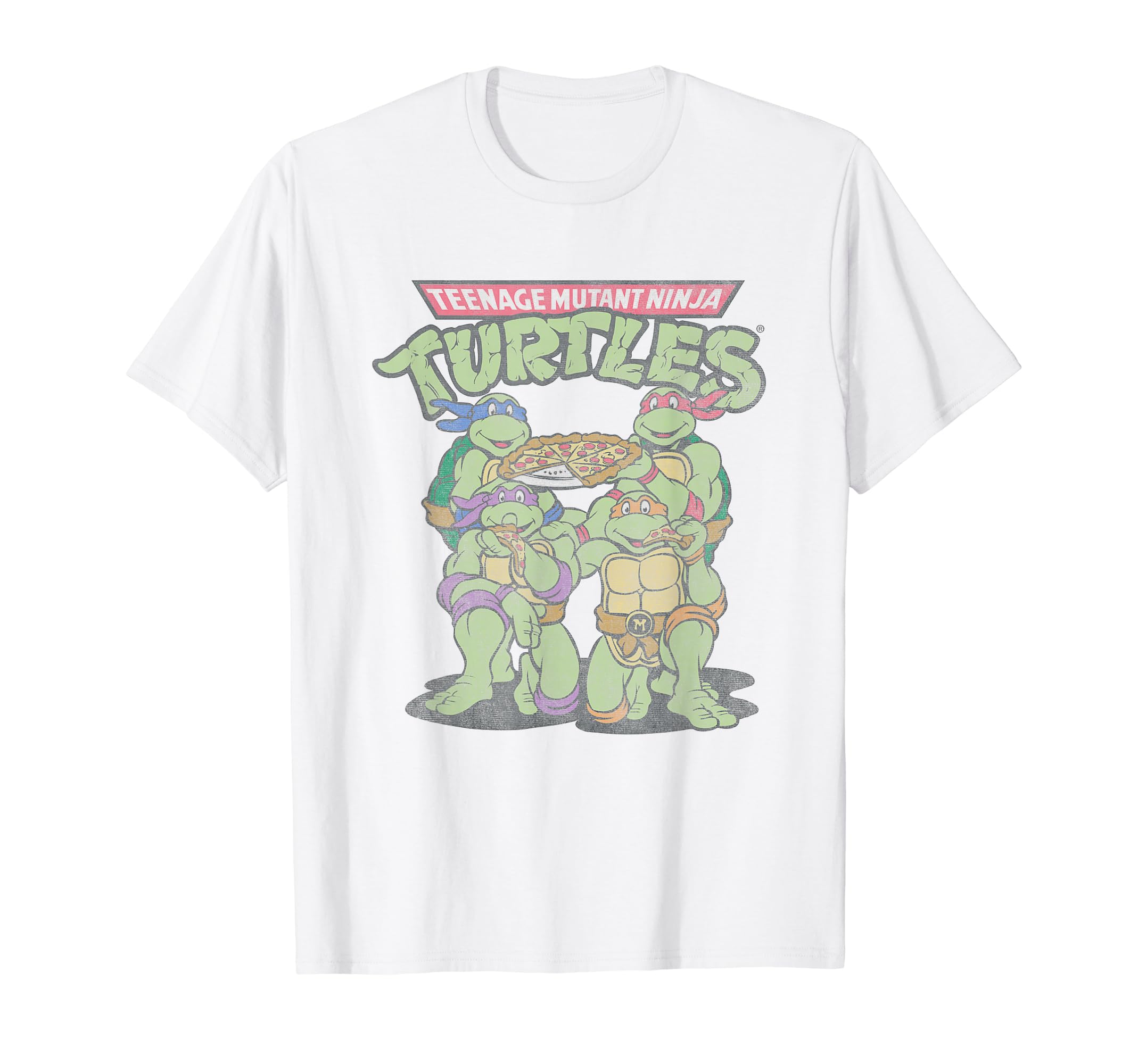 

Teenage Mutant Ninja Turtles Eating Pizza Vintage Group Shot T-Shirt