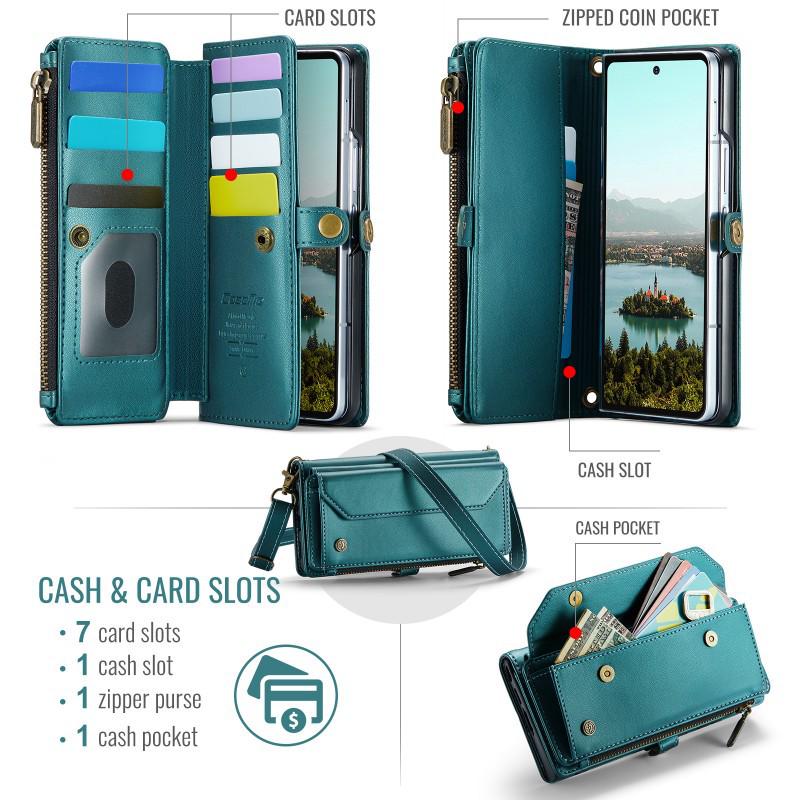 Custodia per Telefono a Tracolla con Porta Carte per Samsung Z Fold 4/5/6/7 - Tracolla e Protezione