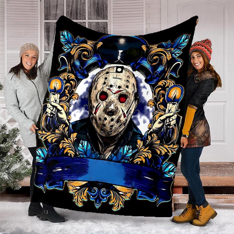 Friday the 13th Theme Printed Blanket - Perfect for Couch, Bed, Travel & Outdoor Use | Machine Washable, Cozy & Durable.
