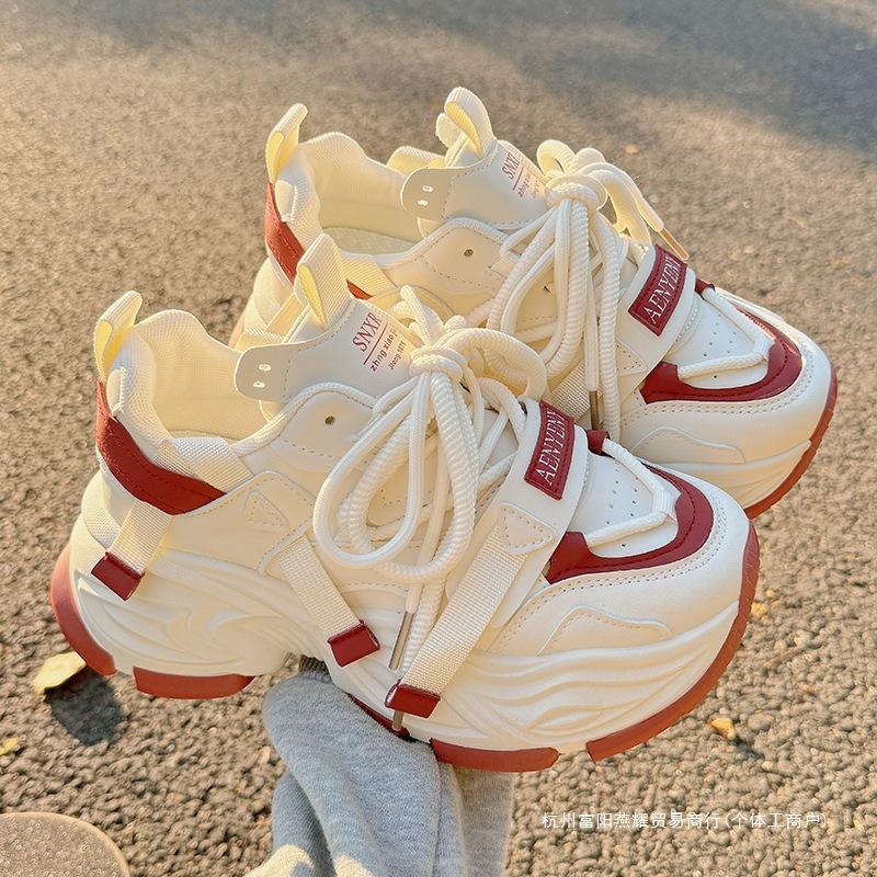 Daddy shoes women's 2025 new spring thick-soled heightening casual shoes muffin shoes little white shoes original design sense