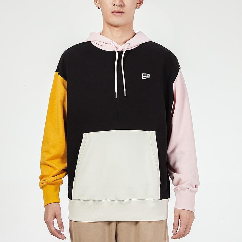 Puma Colorblock Hooded Casual Pullover Sweatshirt Men Tops Black 533040-51