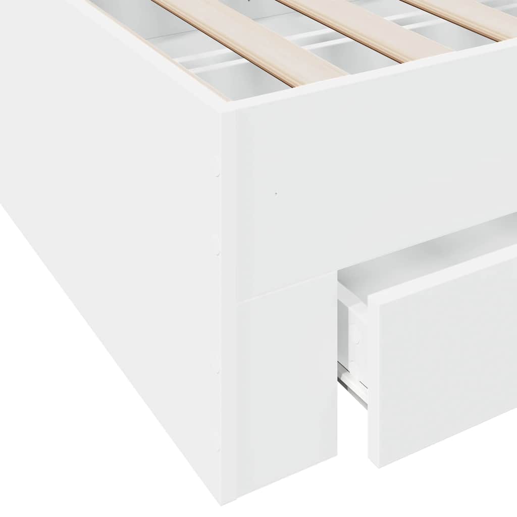 Bed Frame with Drawers White 180x200 cm Particleboard