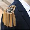 1Pc Vintage Rivet Tassels Shoulder Brooch Badge Suit Epaulette Clothes Decor