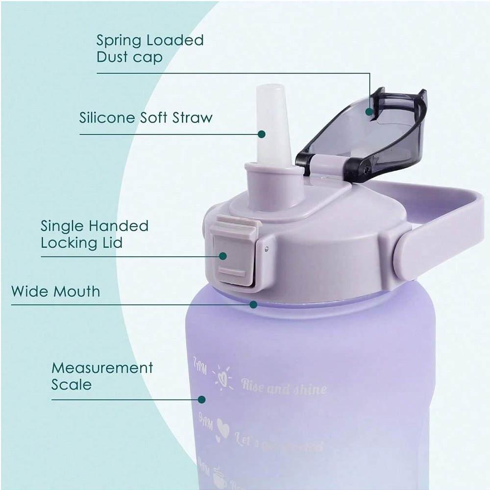 2L Wasserflasche Motivierende Wasserflasche mit Zeit- und Kapazitätsmarkierung BPA-frei Sportwasserbecher Fitnessstudio Laufen Übung