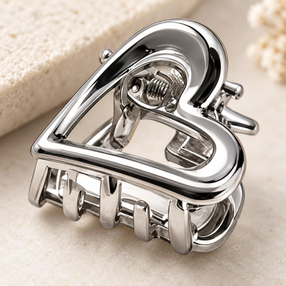6Pcs Silver‑Tone Ear Acupressure Clips Heart Shaped Ear Acupoint Clips Household Use
