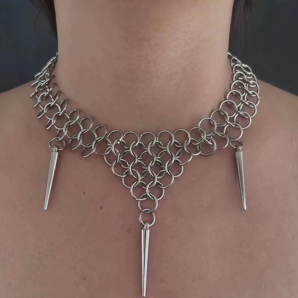 Retro Punk Stainless Steel White Skull Cross Y2k Gothic Double-Layer Necklace Fashionable And Trendy Jewelry For Unisex Necks