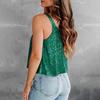 Party Tops Women Sleeveless Sling Sequin Tops Loose Fit Soft Stretchy Sparkling Shimmering Vest Party Clothing