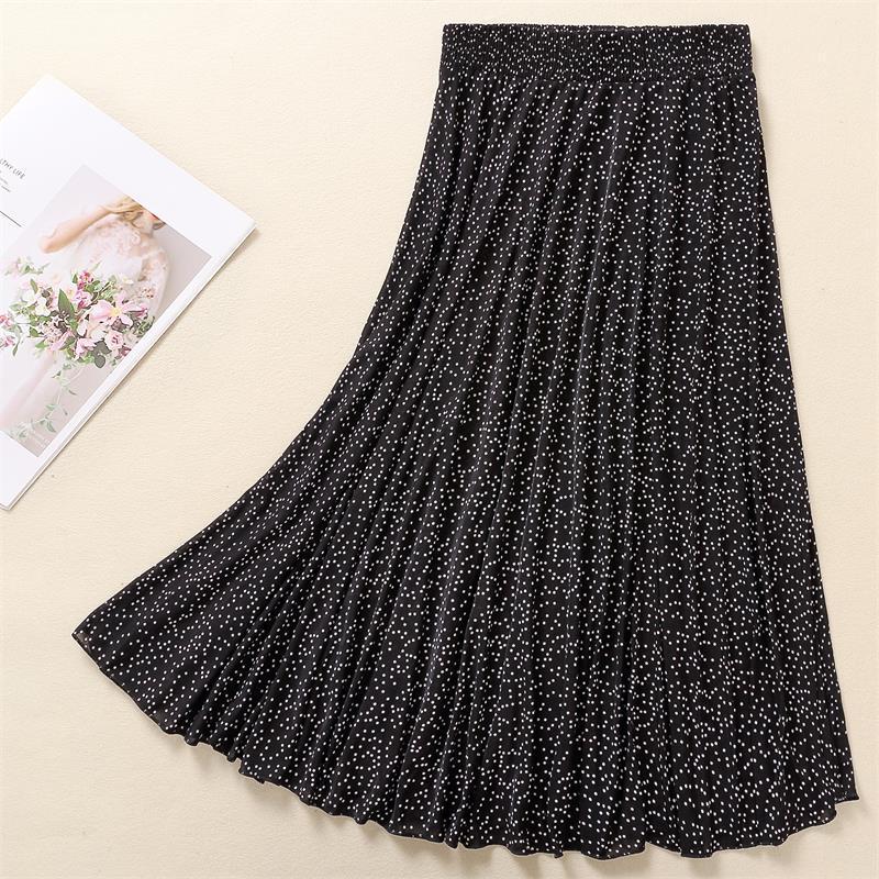 Women's Summer Ice Silk Midi Skirt – 72cm Length, Elegant Dance Style for Middle-aged and Elderly