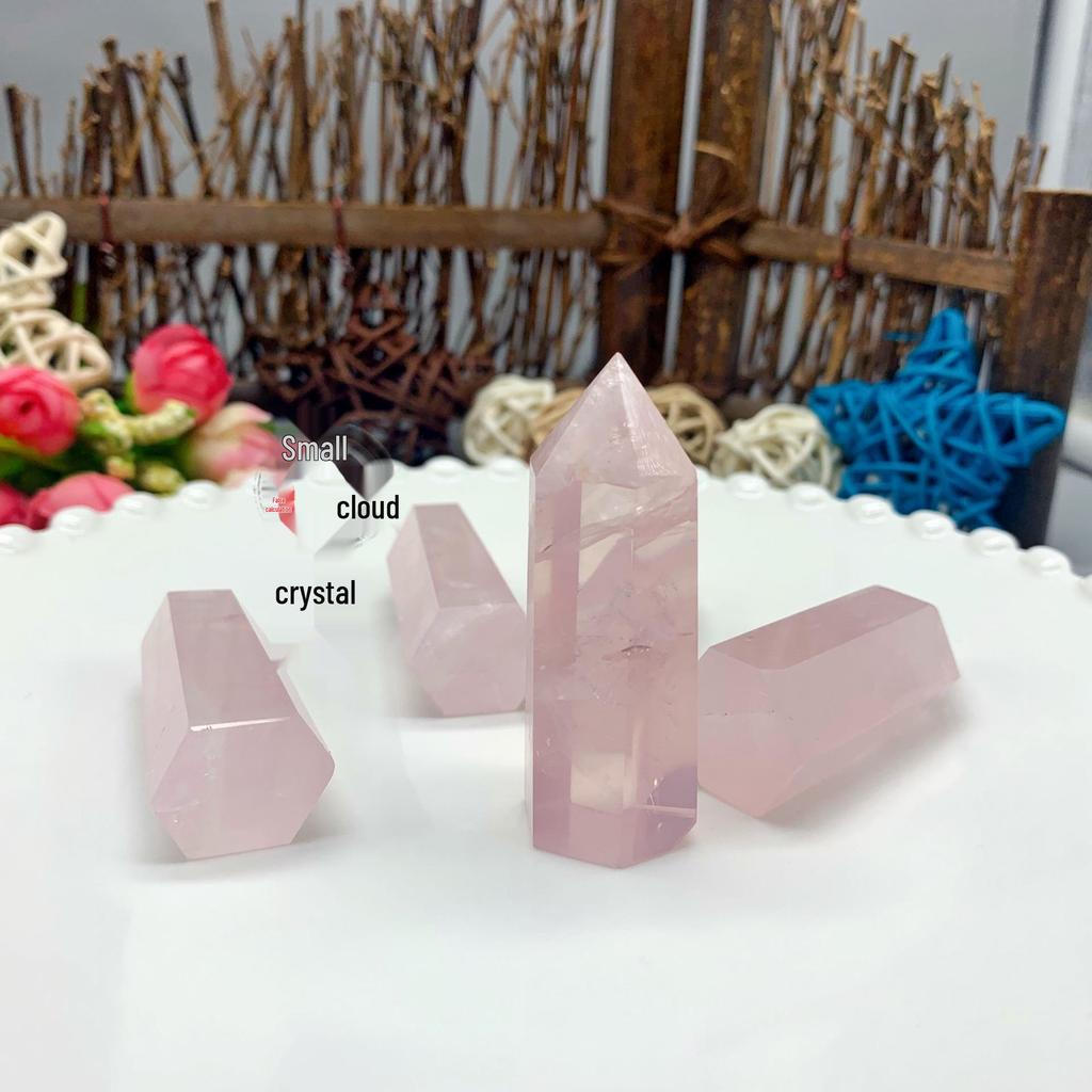 Рожевий кристалічний енергетичний стовпчик - Натуральний прозорий одинарний наконечник