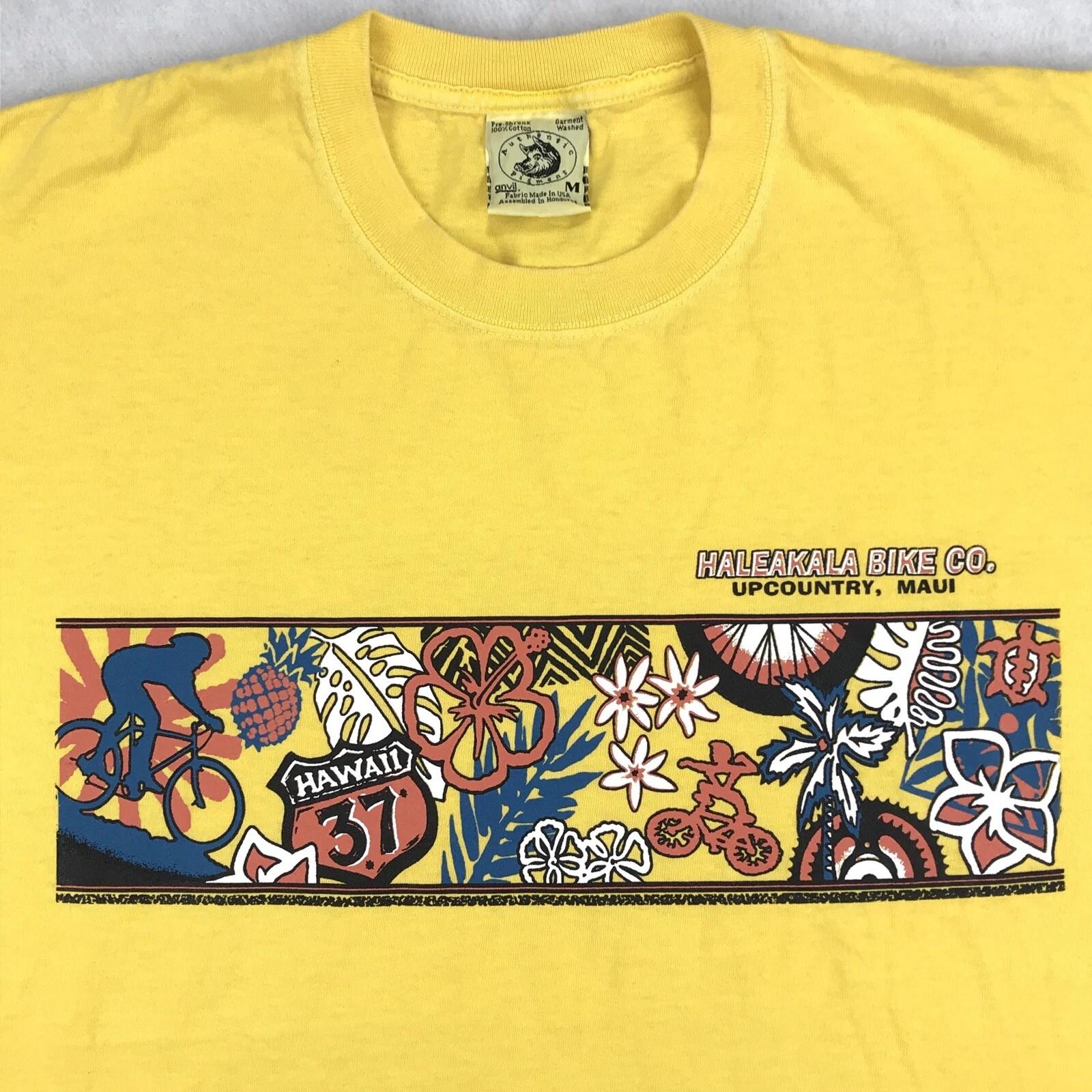 

vintage 90s HALEAKALA BIKE CO. UPCOUNTRY MAUI HAWAII SURVIVOR 2-SIDED T-Shirt L S