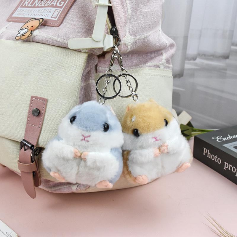 Cute Cartoon Hamster Plush Keychain Doll - Stuffed Animal Schoolbag Pendant Gift