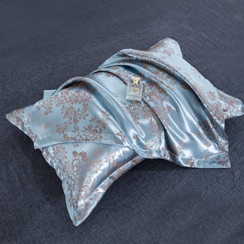 Fronha de Travesseiro Estilo Europeu Three Squirrels em Seda Gelada, Design Jacquard Fresco de Verão, Serve para Travesseiro 48x74cm.