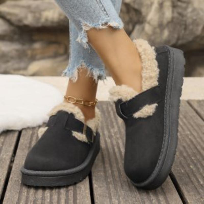 Winter new women's cotton shoes large size cotton shoes one-pedal flat-bottomed casual snow boots