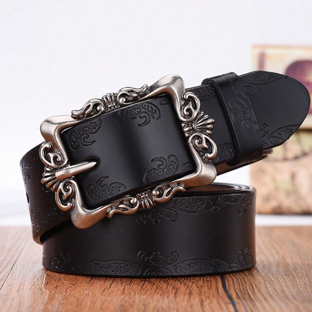 Ceinture de taille pour femme sculptée Ceinture polyvalente rétro à boucle simple 110cm black