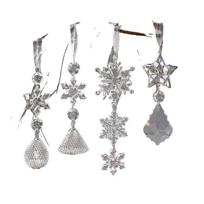 Christmas Tree Snowflake Pendant Xmas Tree Transparent Snowflake Hanging Ornaments Acrylic Pendant Christmas Decoration For Home