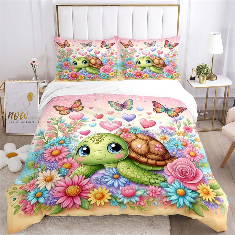 Cute Turtle Dolphin Beautiful Fish Duvet Cover Set Printed Bedding Set Double Queen King Size 2/3pcs,Bettbezug