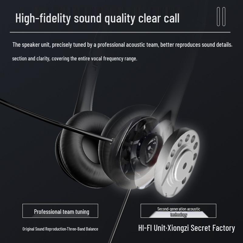 Noise-Canceling Over-Ear Telephone Headset with Microphone for Telesales Agents