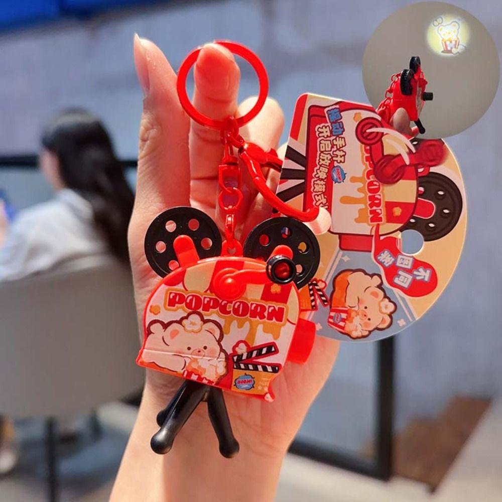 Popcorn Hand Cranked Projection Toy Keyring Projection Camera Keyring Ornament  Female