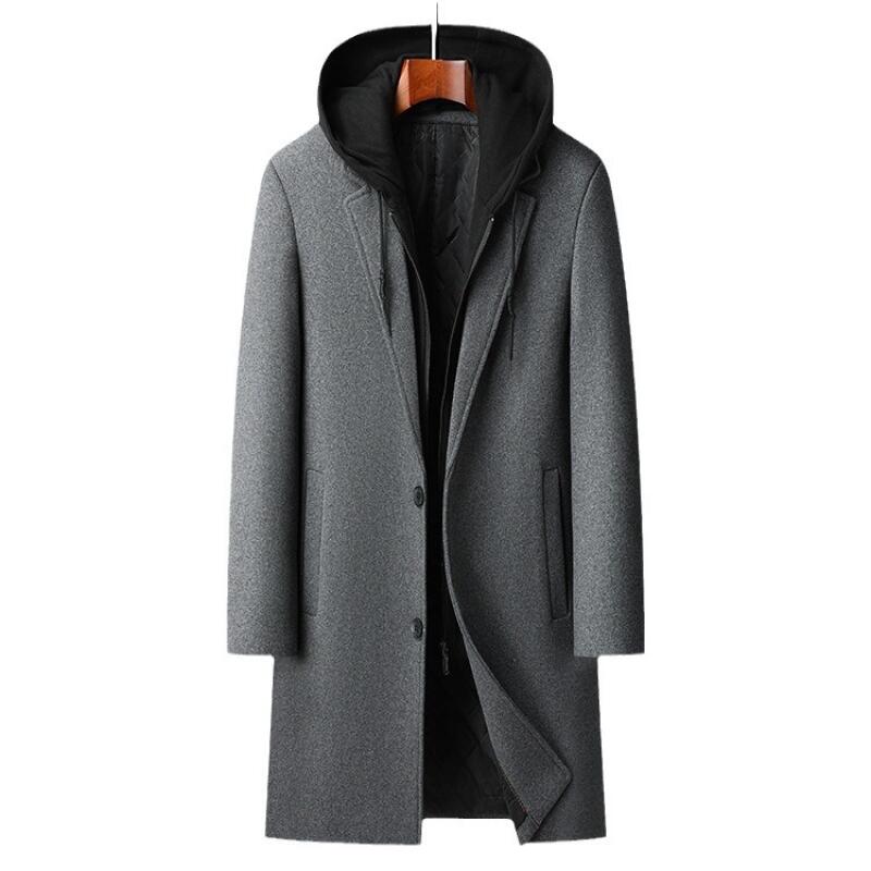 Cappotti di Lana Misti Cashmere Lunghi Casual con Cappuccio da Uomo Cappotti Trench Cappotti Invernali da Uomo Giacche Invernali Business Casual