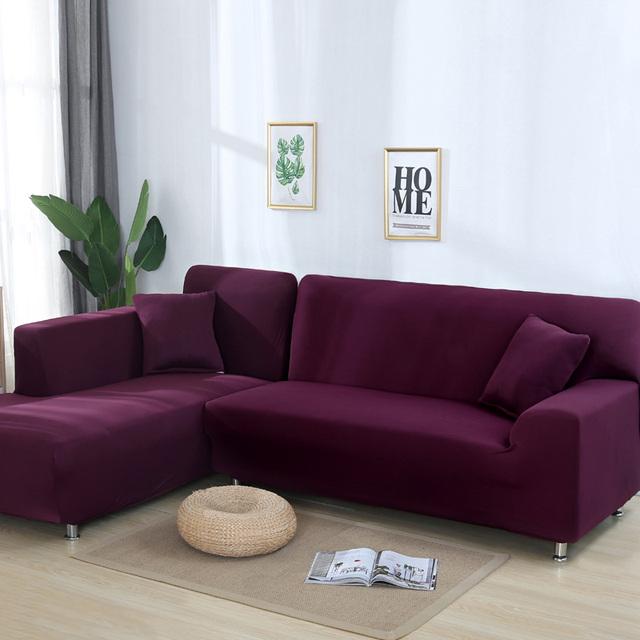 Sofa Cover Spandex Solid Color Elastic Sofa Cover For Living Room 1 /2 /3 /4 Set Seater Sectional Corner Slipcovers Sofa L Shape