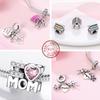 925 Silver Heart Beads DIY Jewelry Charms for Women Mothers Day Gift Bracelet Necklace Pendant