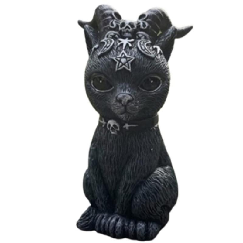Demon Black Cat Decoration Ornament Halloween Small Black Cat Magic Cat Sculpture Holiday Decoration Home Decoration Ornament