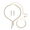 2026 Four-piece Set of Simple Collarbone Chain Exquisite Claw Chain Round Zircon Crystal Earrings Necklace Bracelet Ring