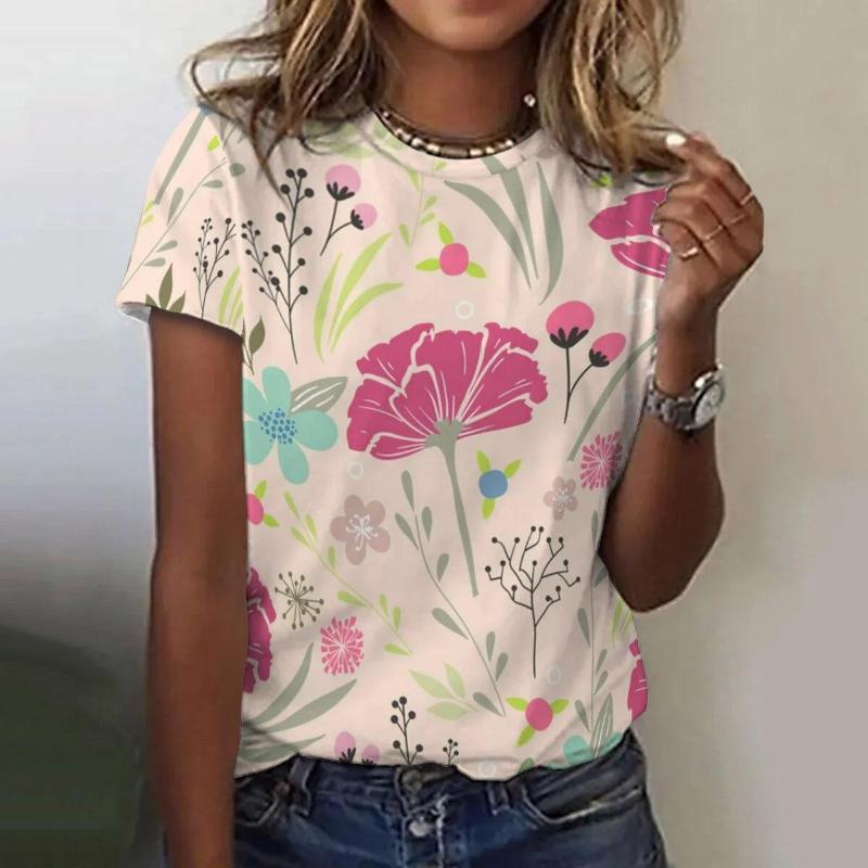 

Летняя женская футболка с 3D-цветочным принтом, модные топы, футболки, женская повседневная одежда с коротким рукавом, женская уличная одежда в стиле Харадзюку XL