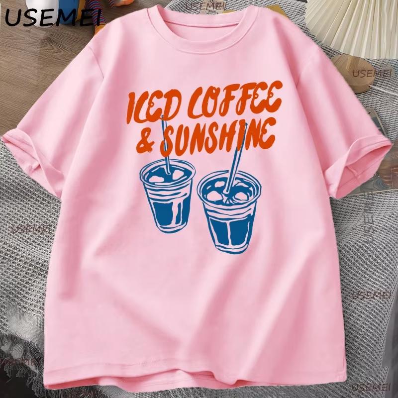 Iced coffee t-shirt and gift solropa for aUnisextes of coffee printed t-shirt for Coffee Club with vibrations of