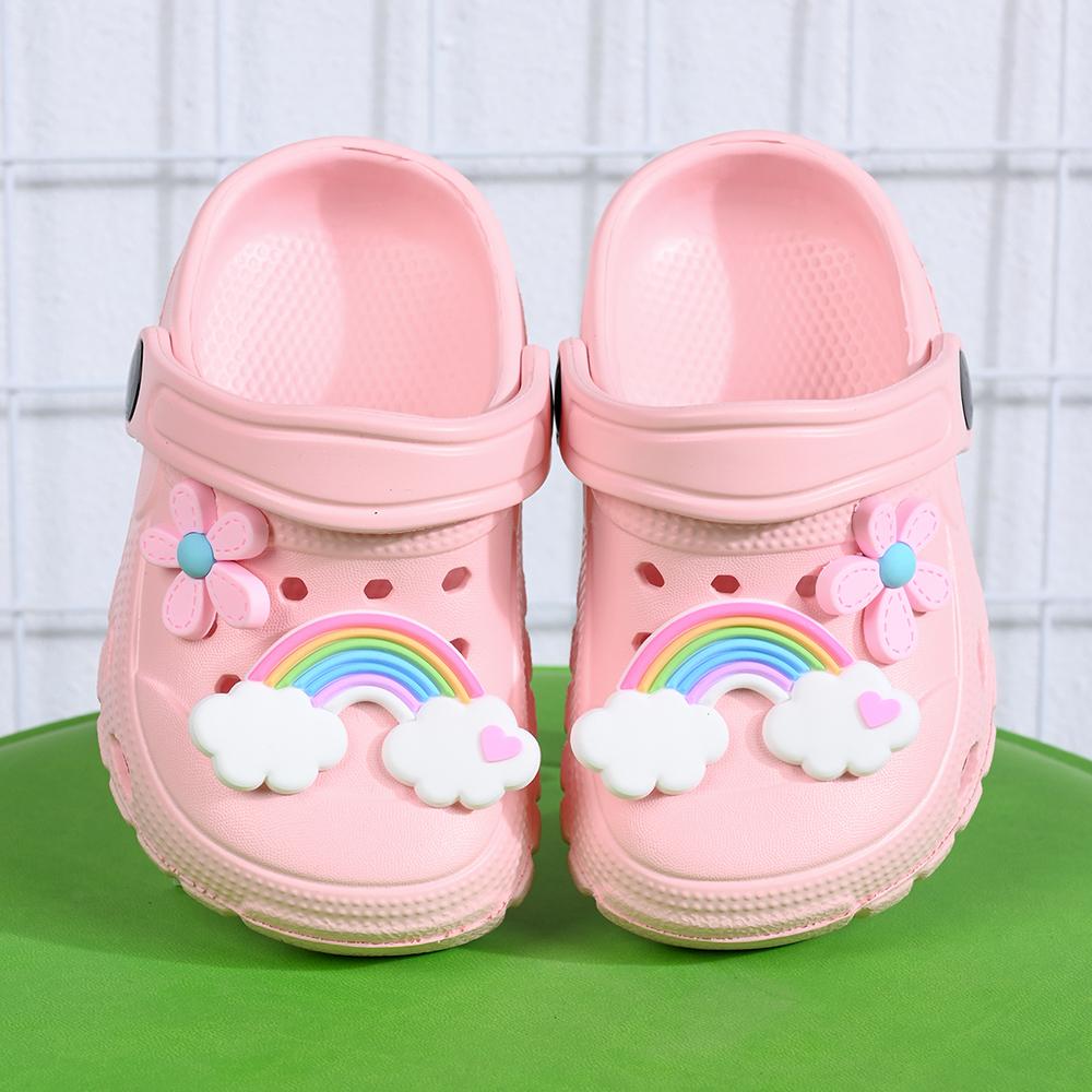 

New Platform Children s Slippers Girl DIY Rainbow Flower Design Shoes House Summer Sandals Casual Beach Fashion Footwear Indoor 23