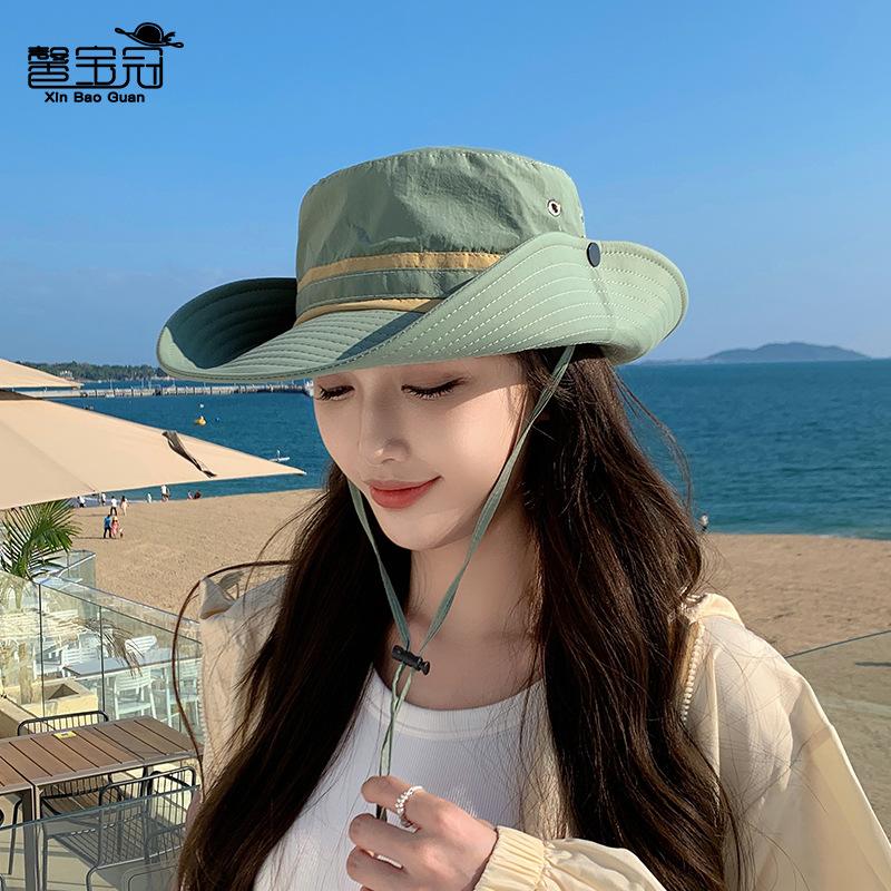 Spring and summer sun hat children outdoor mountaineering sports breathable sun protection hat fashion versatile big eaves bucket hat