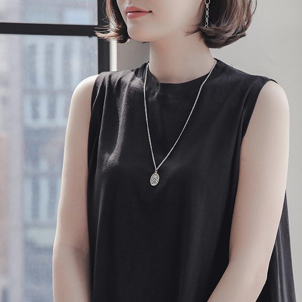 J.Lauren 08N0816 Black Angel Angel Pendant Long Silver Necklace