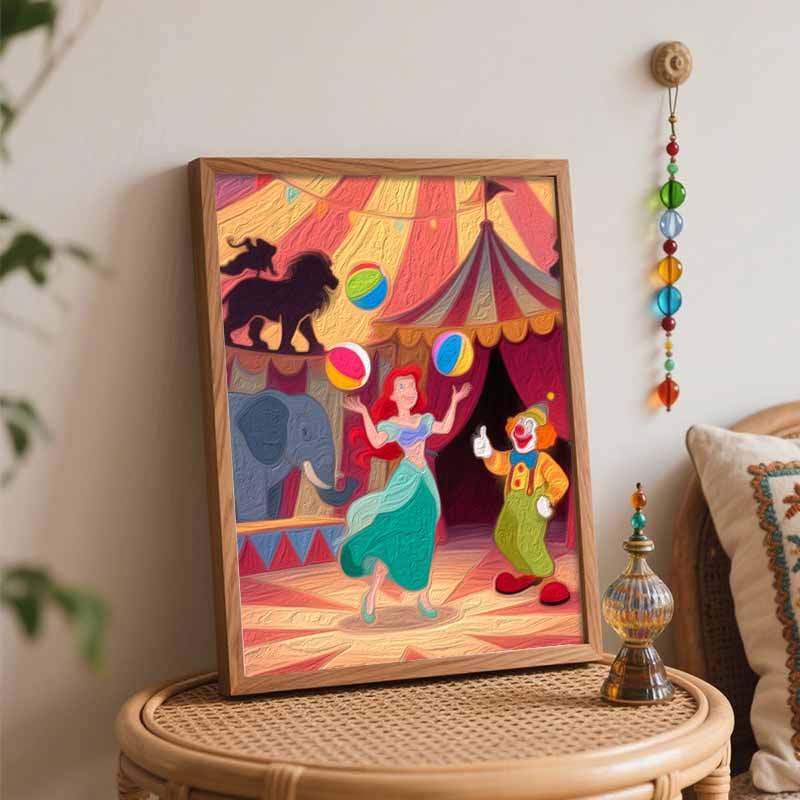 Disney Circus Mermaid Digital Oil Painting Art Kit Handmade DIY Home Decor Gift