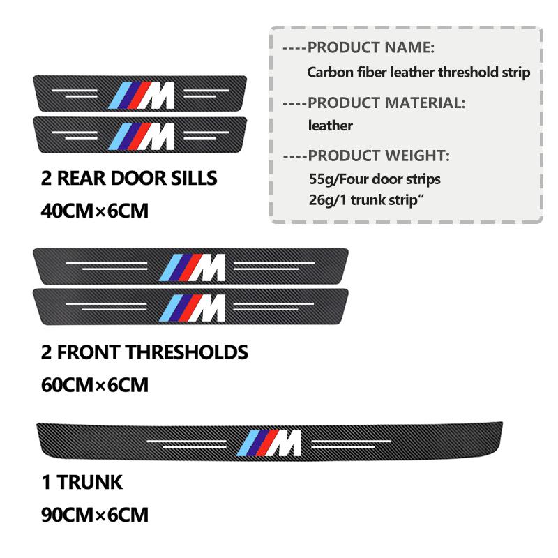 FA64pcs Carbon Car Door Sill Threshold Stickers Decorative Decals For BMW M 1 3 4 5 6 7 Series X1 X3 X4 X5 G20 G38 F48 E36 E39