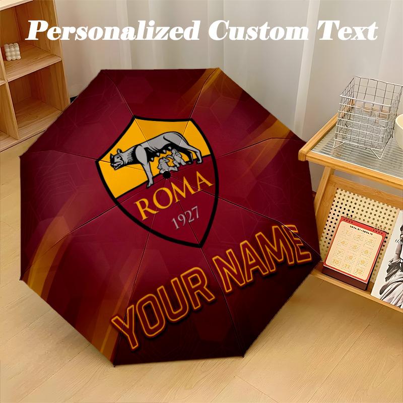 8 Rib Auto Folding Umbrella AS Roma Print Custom Name Text Portable Rain Gear