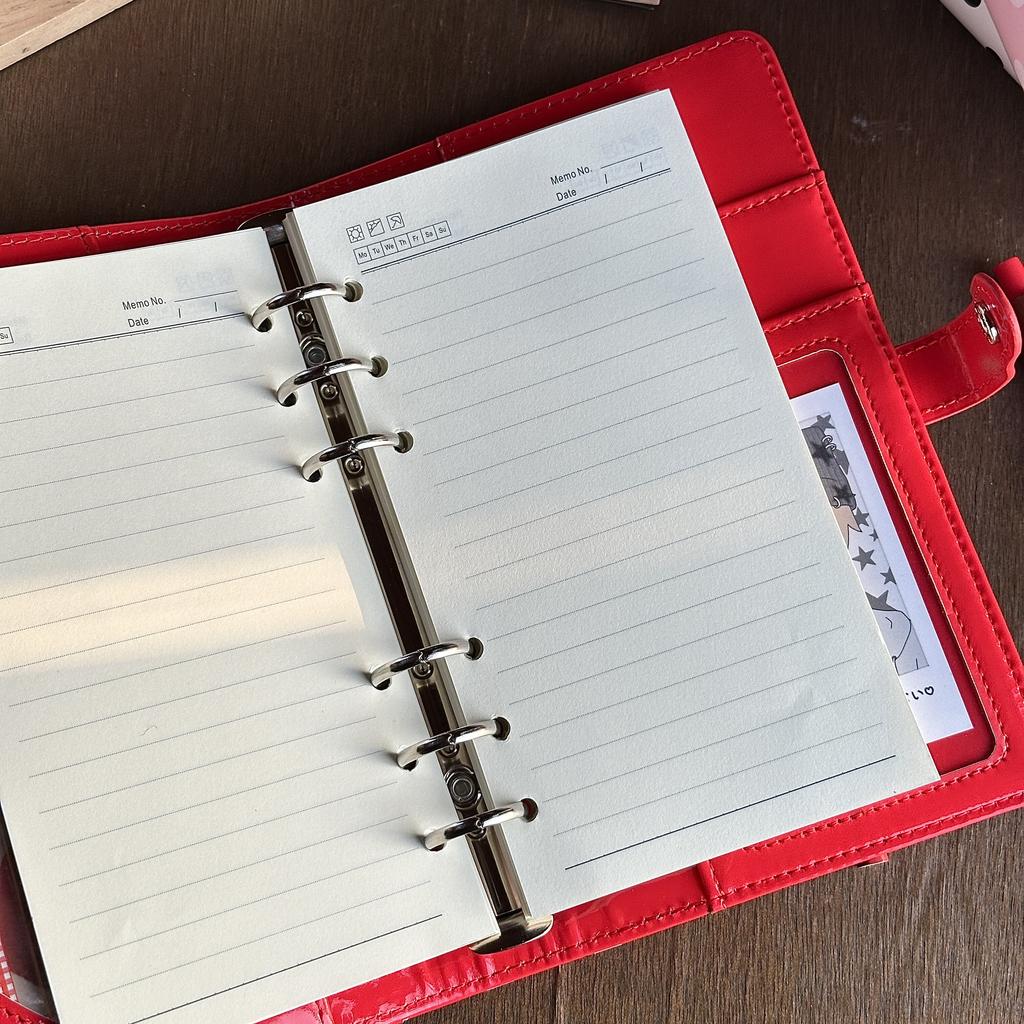 Retro Red Heart Polka Dot A6 Loose Leaf Notebook – Stylish Portable Journal Diary for Students, High Appearance Travel Noteboo