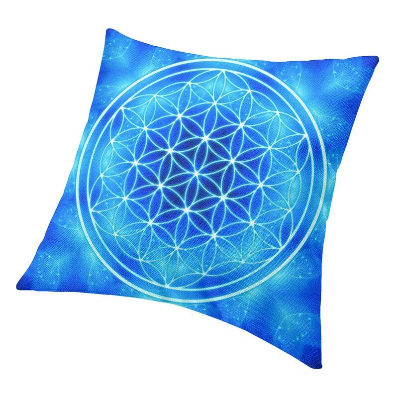 Luxuriöser, eleganter Kissenbezug mit Blume des Lebens, 66 x 66 cm, Polyester, Heilige Geometrie, Überwurf-Kissenbezug für Wohnzimmer-Kissenbezug