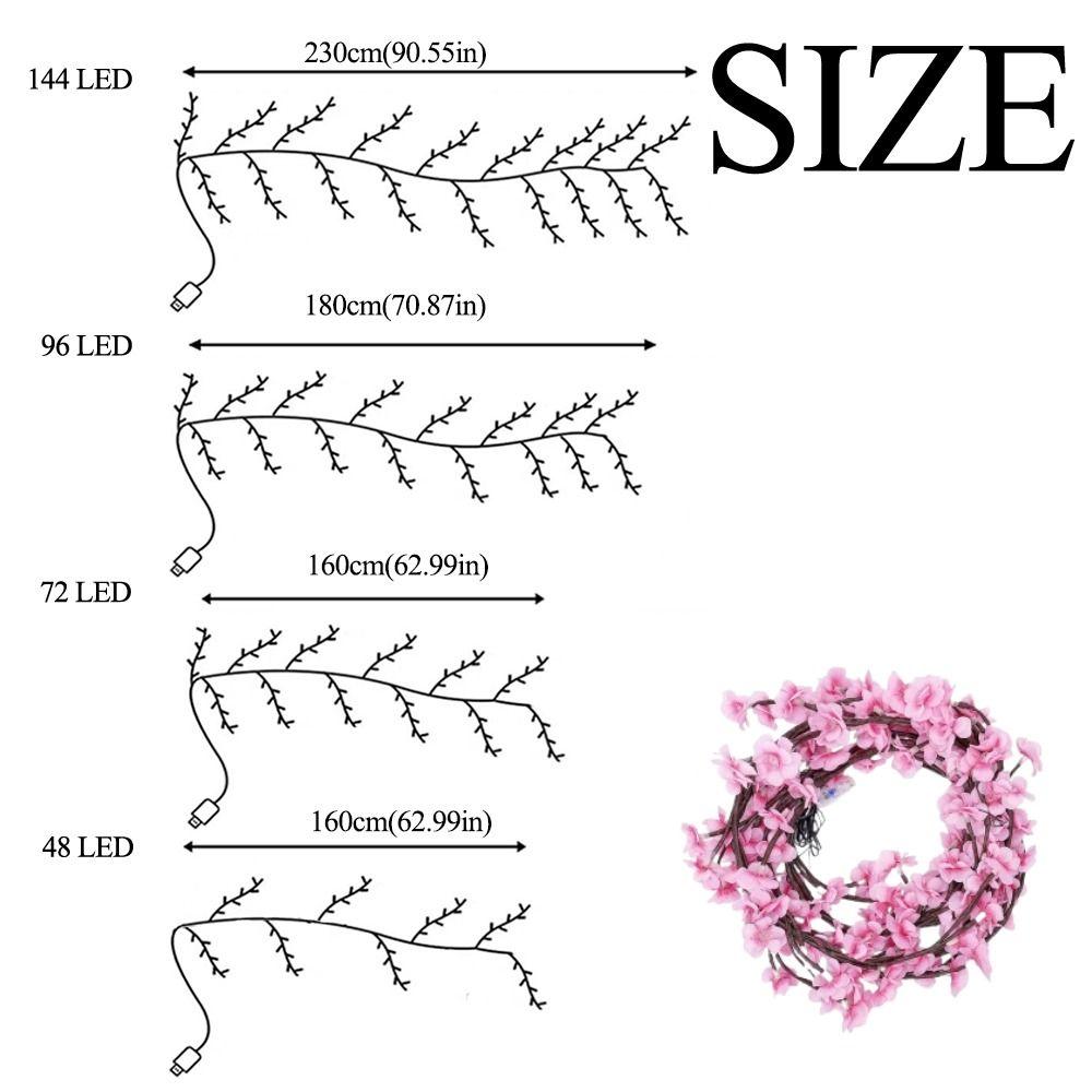Creative Wall Decor Light 48/72/96/144 LED Bendable Flower Branch Lamp  Wall Window Decor