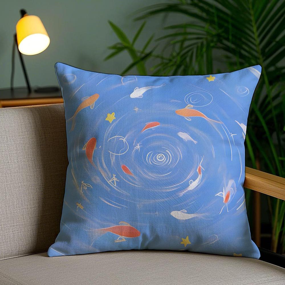 Goldfish Art Cushion Cover Soft Short Plush Double-Sided Printing Home Decor Machine Washable Pillow Case Gift
