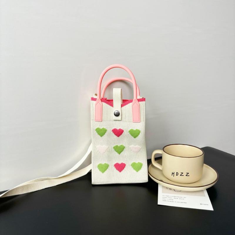 New Love Mobile Phone Bag High-end Knitted Bag Popular Cartoon Cute Portable Storage Messenger Bag