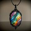Gothic Retro Butterfly Suneye Life Tree Oval Pendant Black Leather Rope Necklace for Women Halloween Party Amulet Witch Jewelry
