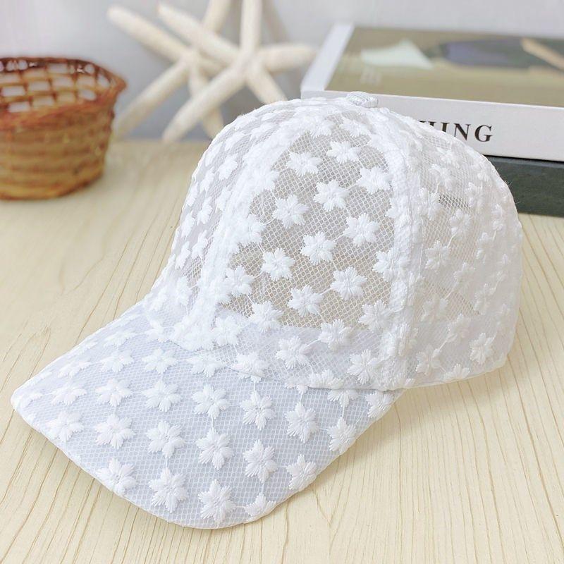 Sommer dünne Spitze Kappe Damen bestickte Blume Mesh atmungsaktive Baseballkappe koreanische Version trendige Sonnenschutz Schirmmütze